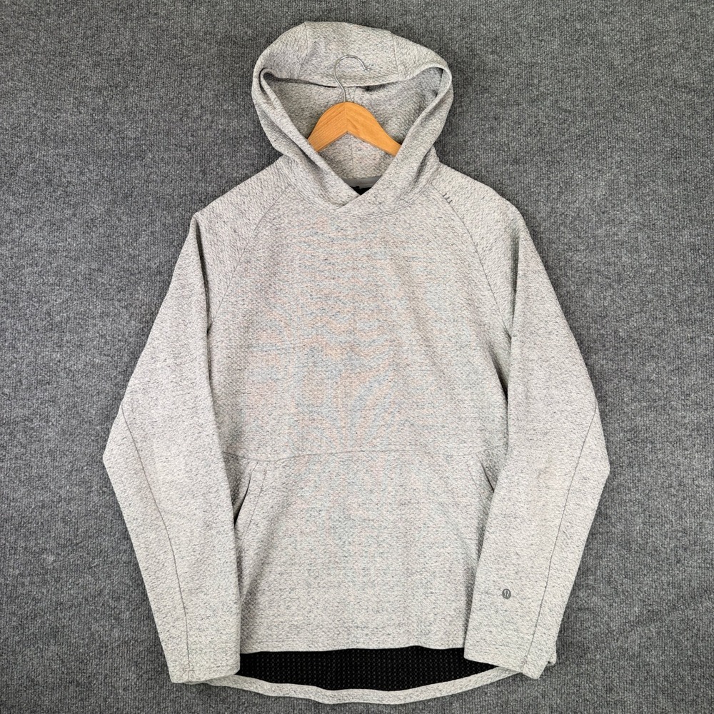 Lululemon At Ease Hoodie Mens L Gray Pullover Textured Knit Sweatshirt LM3BF7S